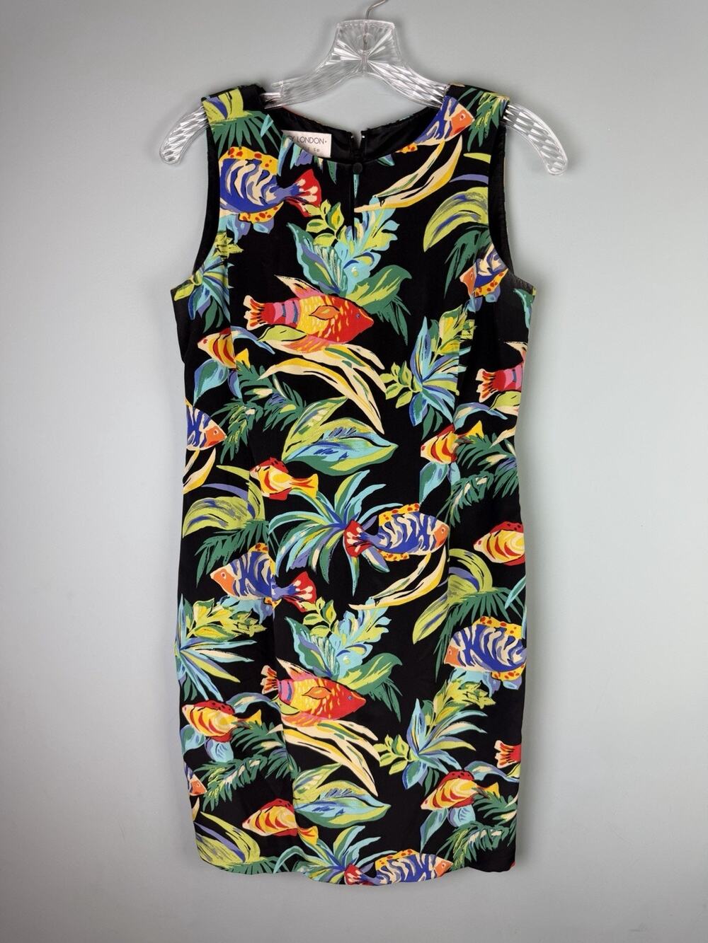 Maggy London Petites 100% Silk Women's Size 8 Tropical Fish Sleeveless Dress